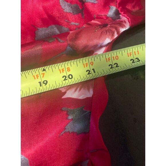 Serenada Red Satin Floral Belted Long Robe Sz 1X - Picture 7 of 7